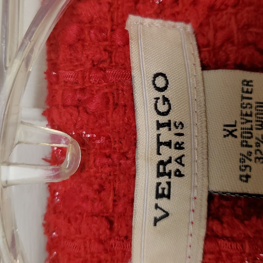 Vertigo Paris Red Tweed Fringe Dress Coat Size XL - Picture 2 of 11